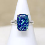 Brilliant Blue & Green Azurite & Sterling Artisan Ring