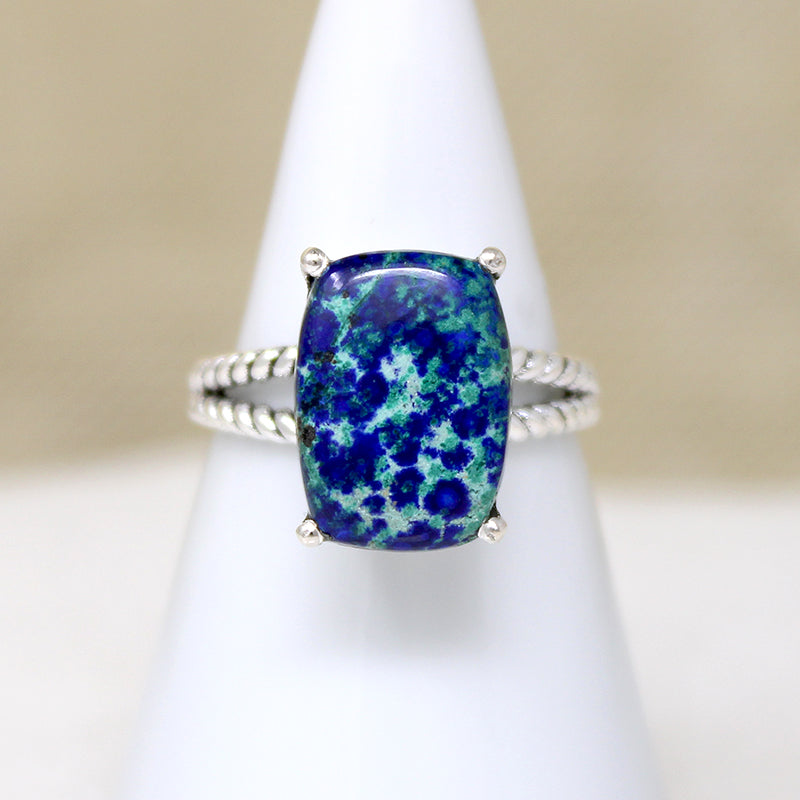 Brilliant Blue & Green Azurite & Sterling Artisan Ring