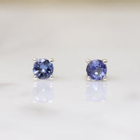 Blue-Violet Iolite in Sterling Silver Artisan Stud Earrings