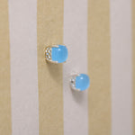 Baby Blue Chalcedony in Sterling Stud Earrings