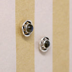 Luminous Labradorite & Sterling Halo Stud Earrings