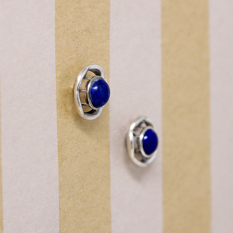 Deep Blue Lapis in Sterling Silver Studs