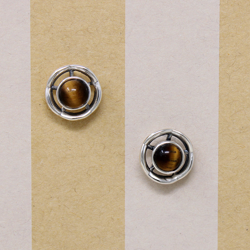 Gorgeous Golden Tiger's Eye in Sterling Silver Studs