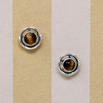 Gorgeous Golden Tiger's Eye in Sterling Silver Studs