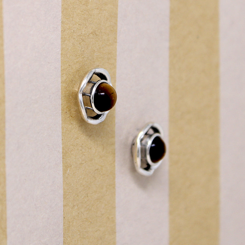 Gorgeous Golden Tiger's Eye in Sterling Silver Studs