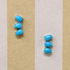 Sky Blue Turquoise Three-Stone Stud Earrings