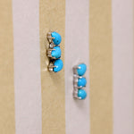 Sky Blue Turquoise Three-Stone Stud Earrings