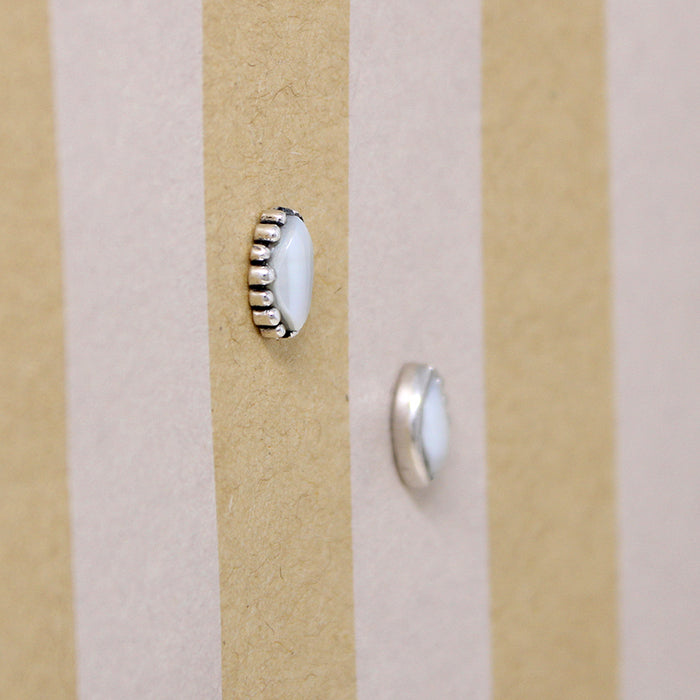 Sterling Navette & Fresh Water Pearl Stud Earrings