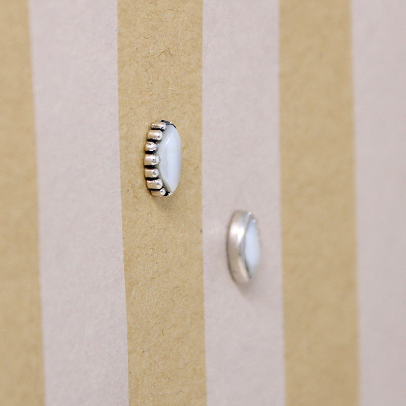 Sterling Navette & Fresh Water Pearl Stud Earrings
