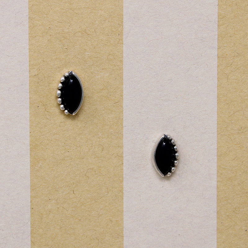 Sterling Navette Studs Set with Onyx