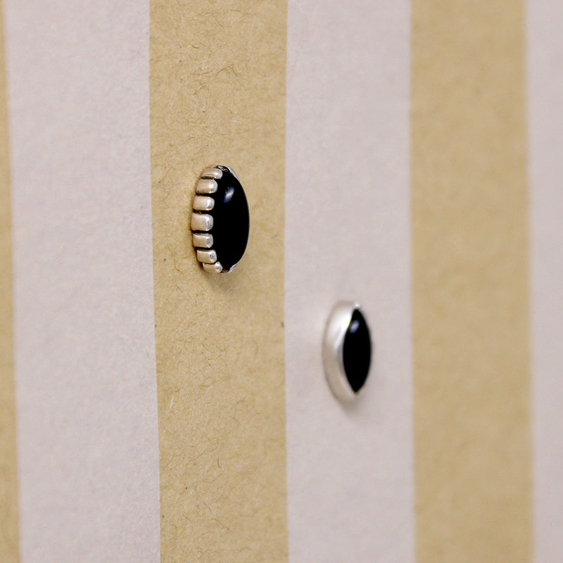 Sterling Navette Studs Set with Onyx