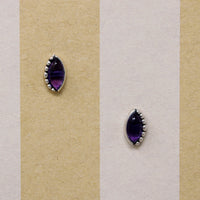 Pretty Purple Amethyst & Sterling Navette Stud Earrings