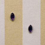 Pretty Purple Amethyst & Sterling Navette Stud Earrings