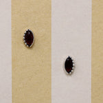 Rich Red Garnet in Petite Sterling Navette Studs