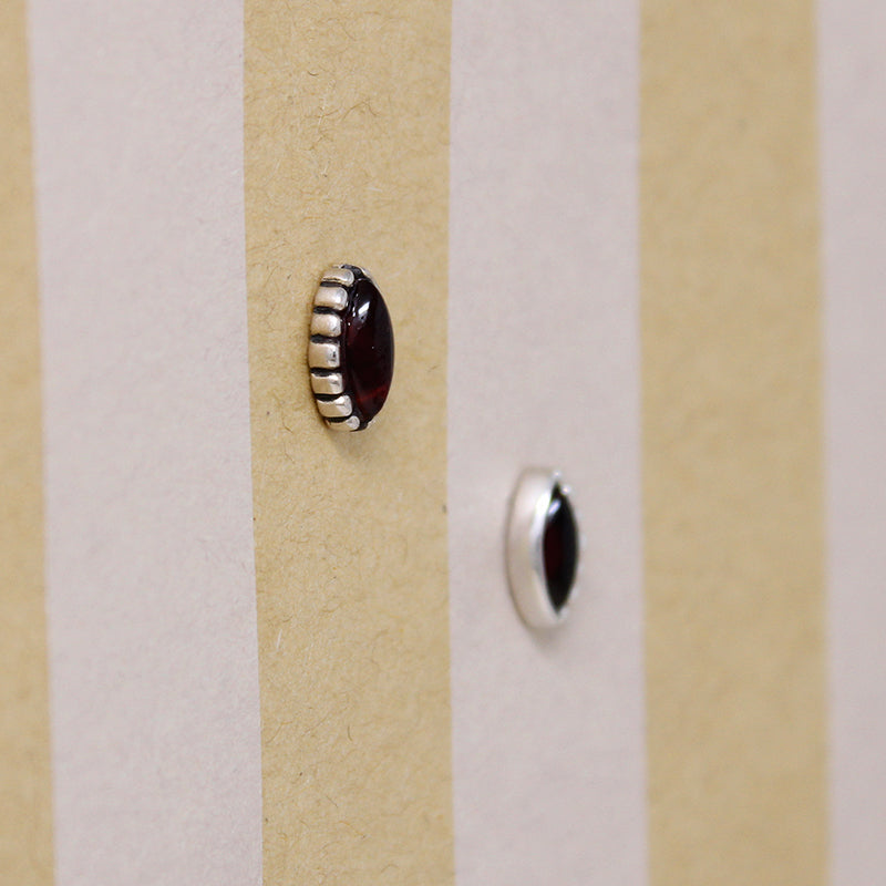 Rich Red Garnet in Petite Sterling Navette Studs