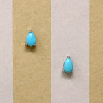 Sky Blue Turquoise Tear Drop in Sterling Studs