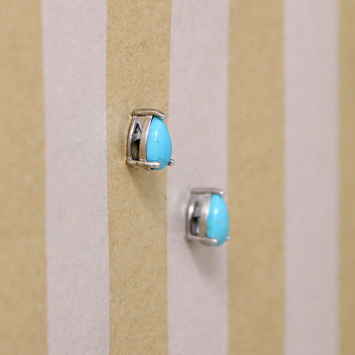 Sky Blue Turquoise Tear Drop in Sterling Studs