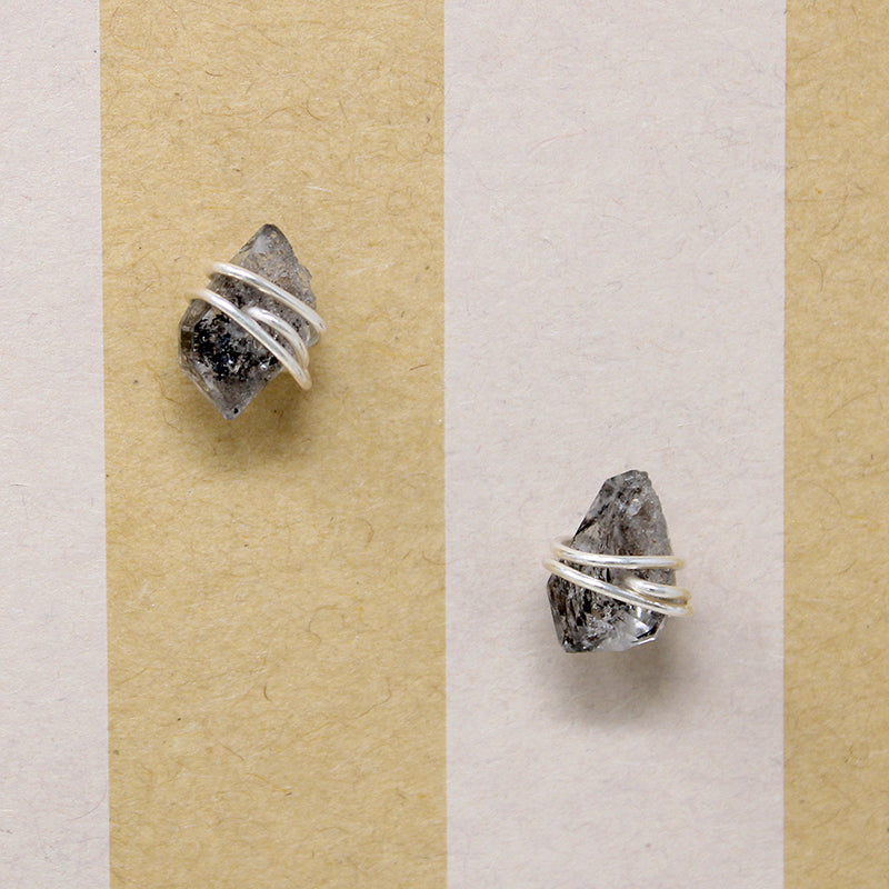 Herkimer "Diamond" & Sterling Wire Stud Earrings