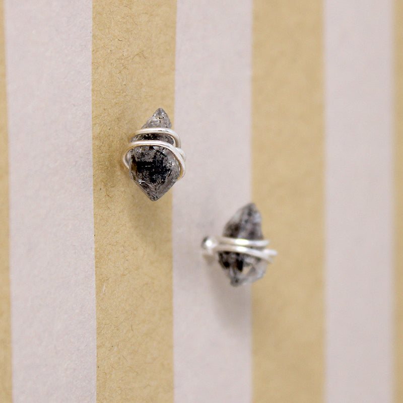 Herkimer "Diamond" & Sterling Wire Stud Earrings
