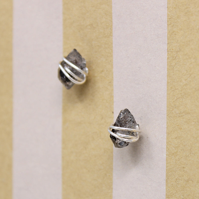 Herkimer "Diamond" & Sterling Wire Stud Earrings