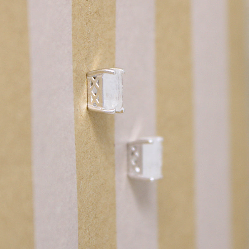Dreamy Moonstone in Sterling Silver Stud Earrings