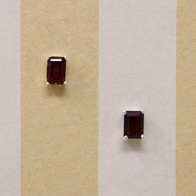 Lush Red Garnets in Sterling Stud Earrings