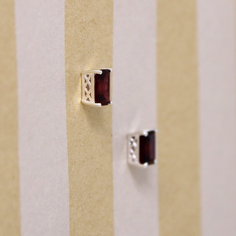 Lush Red Garnets in Sterling Stud Earrings