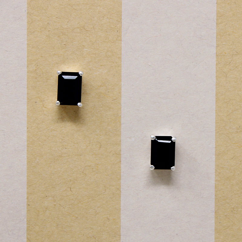 Black Onyx & Sterling Silver Artisan Stud Earrings