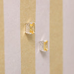 Crisp Emerald-Cut Citrine in Sterling Stud Earrings
