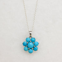 Turquoise Flower & Sterling Silver Artisan Pendant