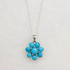 Turquoise Flower & Sterling Silver Artisan Pendant