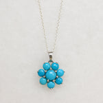 Turquoise Flower & Sterling Silver Artisan Pendant