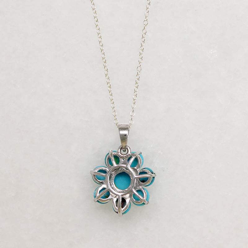 Turquoise Flower & Sterling Silver Artisan Pendant