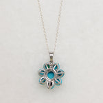 Turquoise Flower & Sterling Silver Artisan Pendant