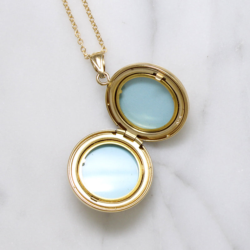 Star-Set Diamond in Gold Fill Round Locket
