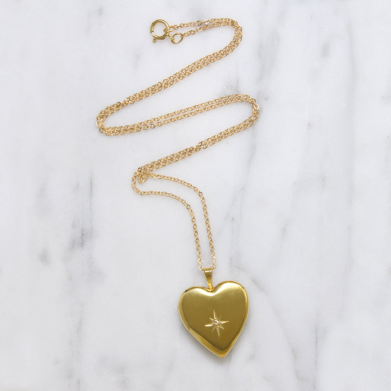 Heart-Shaped Locket with Star-Set Diamond 