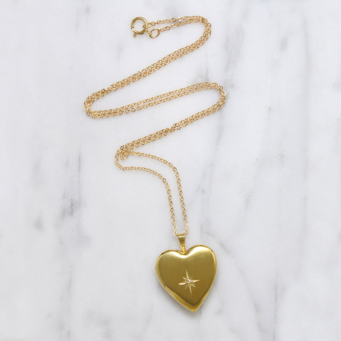 Heart-Shaped Locket with Star-Set Diamond 