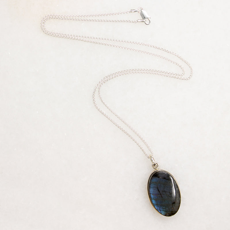 Shimmering Labradorite in Sterling Artisan Necklace