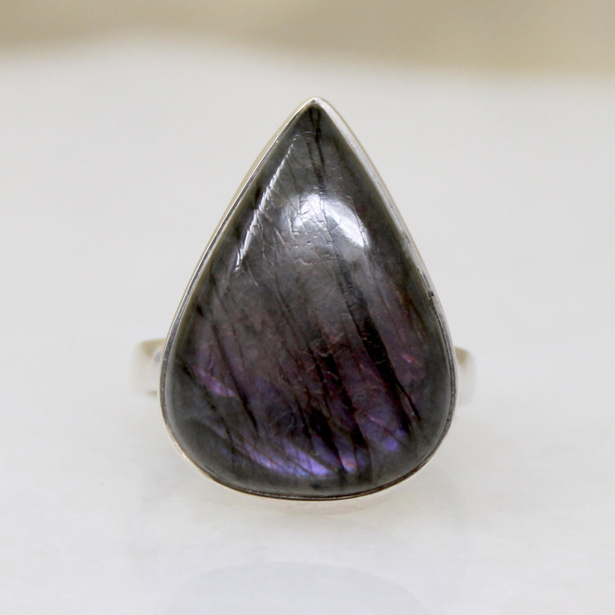 Labradorite Teardrop in Sterling Silver Artisan Ring