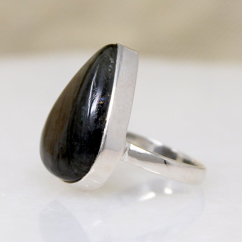 Labradorite Teardrop in Sterling Silver Artisan Ring