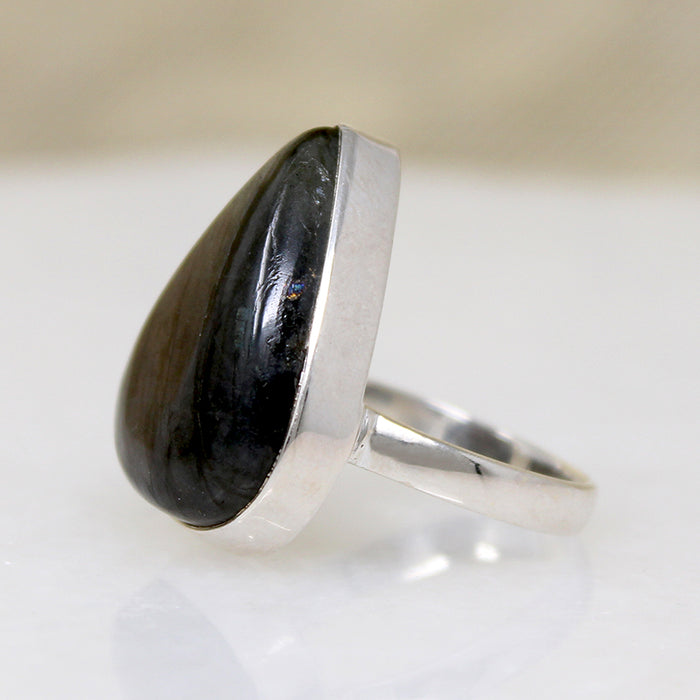 Labradorite Teardrop in Sterling Silver Artisan Ring