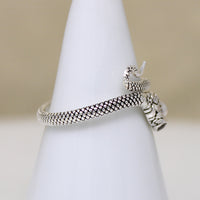 Artisan Sterling Silver Snake Ring with Garnet Eyes