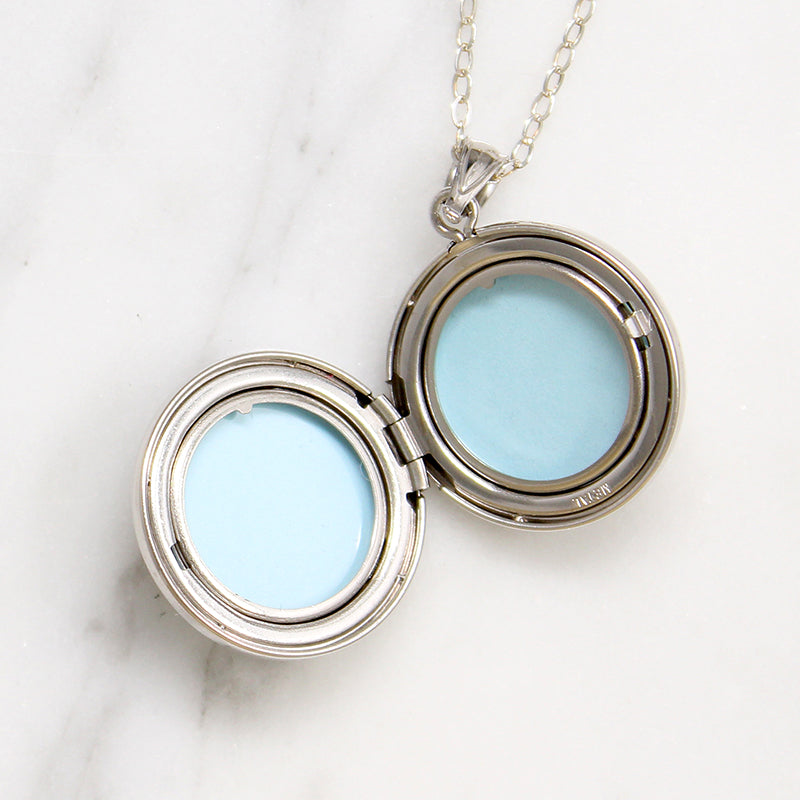 Star-Set Diamond in Sterling Silver Round Locket