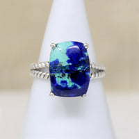 Brilliant Blue & Green Azurite & Sterling Artisan Ring