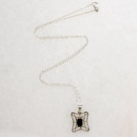 Sterling Silver Web Necklace with Onyx 