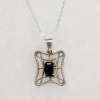 Sterling Silver Web Necklace with Onyx 