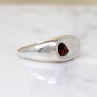 Funky Sterling Signet Ring with Garnet Accent