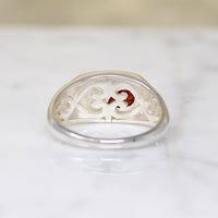 Funky Sterling Signet Ring with Garnet Accent