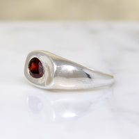 Funky Sterling Signet Ring with Garnet Accent