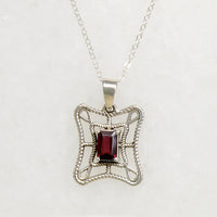 Garnet-Set Sterling Silver Web Necklace